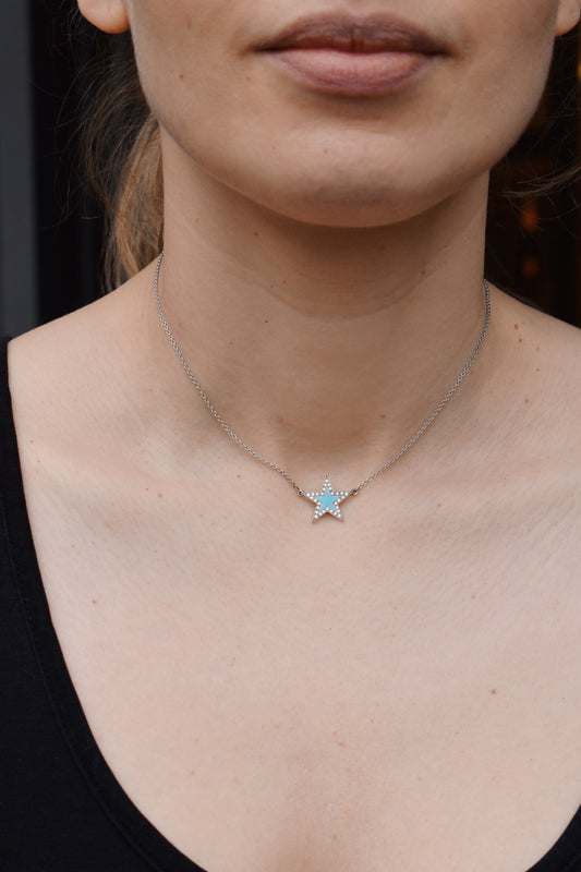 Star Necklace white gold turquoise